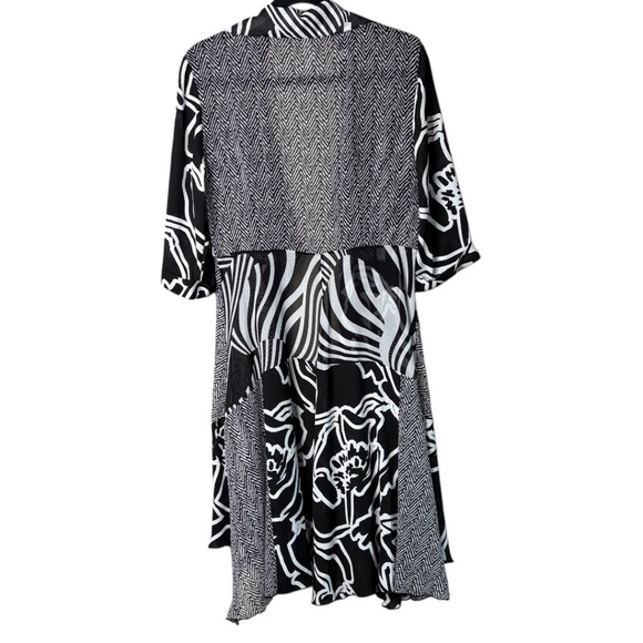 JOSEPH RIBKOFF Mesh Cardigan / Coverup / Long Line Jacket Black & White Sz 6 - Picture 5 of 11